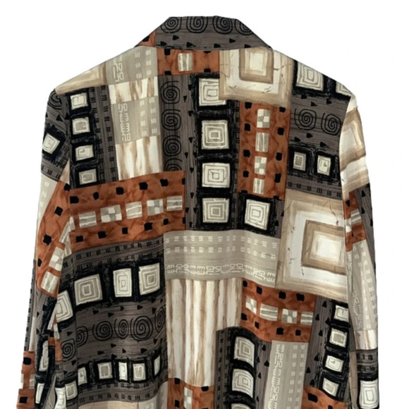 N Touch geometric blazer lightweight size 10 fall jacket pockets front button - Picture 9 of 13